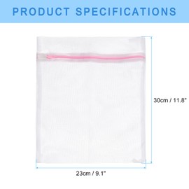 uxcell Mesh Laundry Bags, 3Pcs 9.1"x11.8" Mesh Wash Bag Fine Net Travel Storage Organize Bag with Zipper for Delicate Clothing Laundry Stocking, Pink