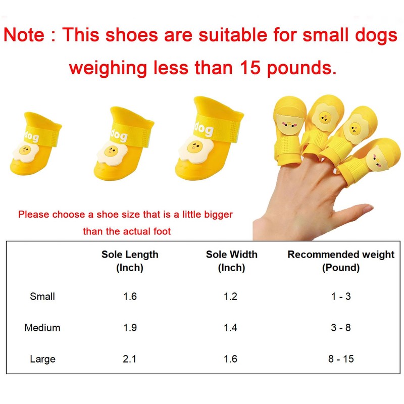 Yeduzyn 4Pcs Waterproof Dog Boots Dog Shoes for Snow and