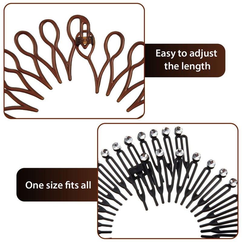 14 diademas elásticas circulares completas, de plástico, flexibles, con peine