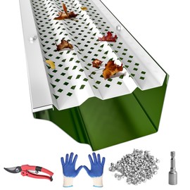 PPOLB Gutter Guards 6 inch, White Painted Aluminum Leaf Filter Rain Gutter Cover, 16 PCS 54FT DIY Raptor Gutter Guards Protection, Fits Any Roof or Gutter Type (White Painted)