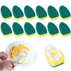 Dish Wand Sponge Refills Non-Scratch Dish Spong 3.5x2.4 Dish Wand Refill Replacement 12Pcs Kitchen Bathroom Household Cleaning Supplies Dish Scrubber with Handle-