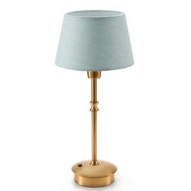 UMEXUS Portable Cordless Table Lamps Rechargeable, 5000mAh Battery Operated, 3 Level Brightness Dimmable, Night Bedside Lamp, Ambient Lamp for Patio, Restaurant, Dinning, Fabric Shade, Antique Brass