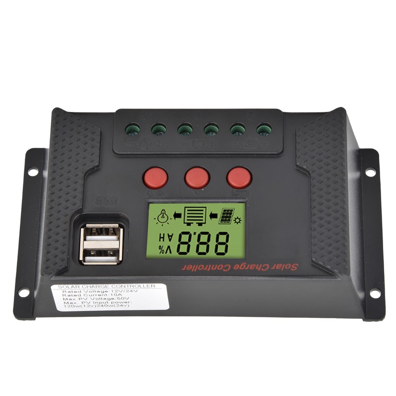 PWM LCD Solar Charge Controller 12V 24V 10A Battery Charge