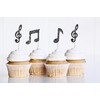 Clovercrafts 12 x Black Glitter Music Note Cupcake Toppers –