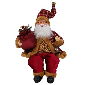 Forreen Santa Claus Figure 35 cm, Christmas Doll Fabric Traditional Red Christmas Decoration Sitting Dwarf Doll Christmas Decoration for Display Cabinets, Fireplaces, Dining Tables