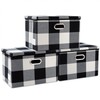 PRANDOM Large Collapsible Storage Bins with Lids [3-Pack] Fabric Foldable