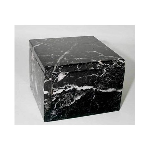 Khan Imports Black Marble Stone Pet Cremation Urn Box for Cat, Dog or Small Pets Ashes - Up to 14 Pounds