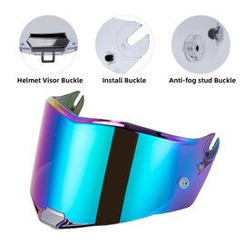 Helmets Shield for Thunder Carbon Fiber Full Face Motorcycle Helmets Visor Replacement（Rainbow）