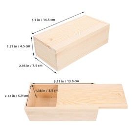 NUOBESTY 2pcs Unfinished Wooden Box with Slide Lid Rustic Pine Craft Storage Box for Keepsakes Jewelry DIY Projects Compact Versatile Organizer for Home Decor 14.5 x 7.5 x 4.5 cm