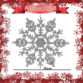 Norhogo 12pcs Glitter Snowflake Hanging Decorations, Snowflake Hanging Ornaments, Glitter Snowflake Ornaments Hanging Snowflake Christmas Tree Decorations for Holiday and Party Decoration (Silver)