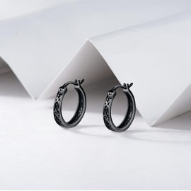 Sterling Silver Hoop Earrings Small Hoop Sun/Leaf/Triangle Huggie Earrings for Women Hypoallergenic, Sterling Silver, No Gemstone