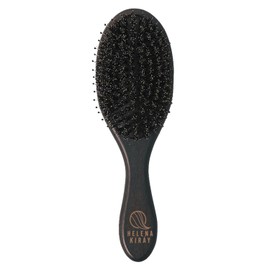 HELENA KIRAY Hair Brush, Paddle Brush, Round, Square, Small, Small, Pig Hair, Boar Bristle, Natural Wood, Massage, Straight, Women's, Hair, Glossy, High Quality Smooth (Black, Round Type)