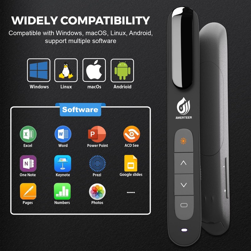 AMERTEER Wireless Presenter Flip Pen, 2.4GHz Powerpoint Presentation Remote Control