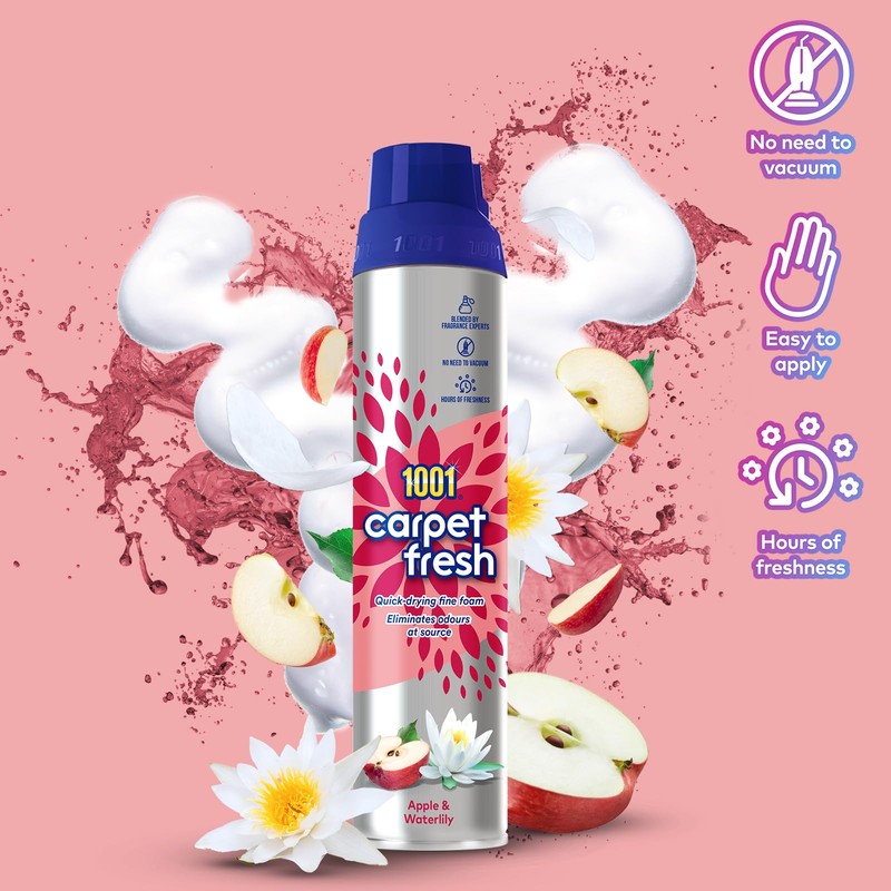 1001 Carpet Fresh Apple & Waterlily 300ml - Eliminates Odors,