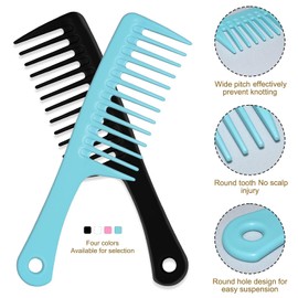 Wide Tooth Detangling Comb, Large Hair Styling Comb for Curly, Wet, Long Hair (Multi-colored, Polypropylene, Handgrip) （4PCS）