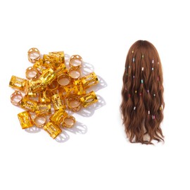 Dreadlocks Adjustable Metal Hair Cuffs Hair Braiding Beads Hair Accessories Clip Hair Braiding Beads Rings Hair Styling for Women 100pcs Gold