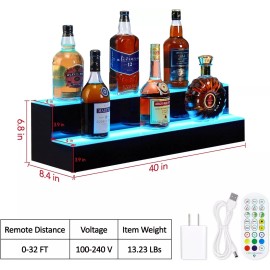 Unbranded 2 Layers Acrylic LED Lighted Bar Shelf Display Wine Racks 40'' With App Control