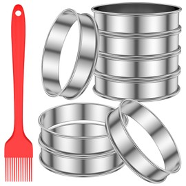 8Pcs / 12Pcs English Muffin Rings Stainless Steel Crumpet Rings Heat Resistant Tart Rings Muffin Rings Round Muffin Tart Ring Molds for Cooking Baking Kitchen (8 pcs)