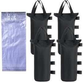 CACTIYE Canopy Weight Sand Bags with Water Storage Bags, Heavy Duty Tent Anchor Bags, 19.7 x 7.9 inches, Black (Black, 4 sandbags+4 Water Bags)