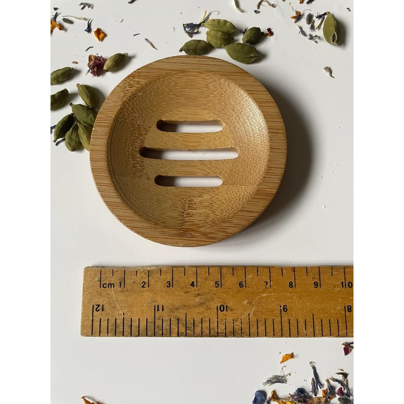 Kandid Bamboo Circular Soap Dish - Draining Soap Dish For