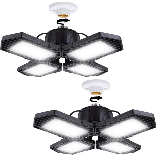GMximo 2Pack LED Garage Lights,100W Deformable LED Lighting 10000LM E26