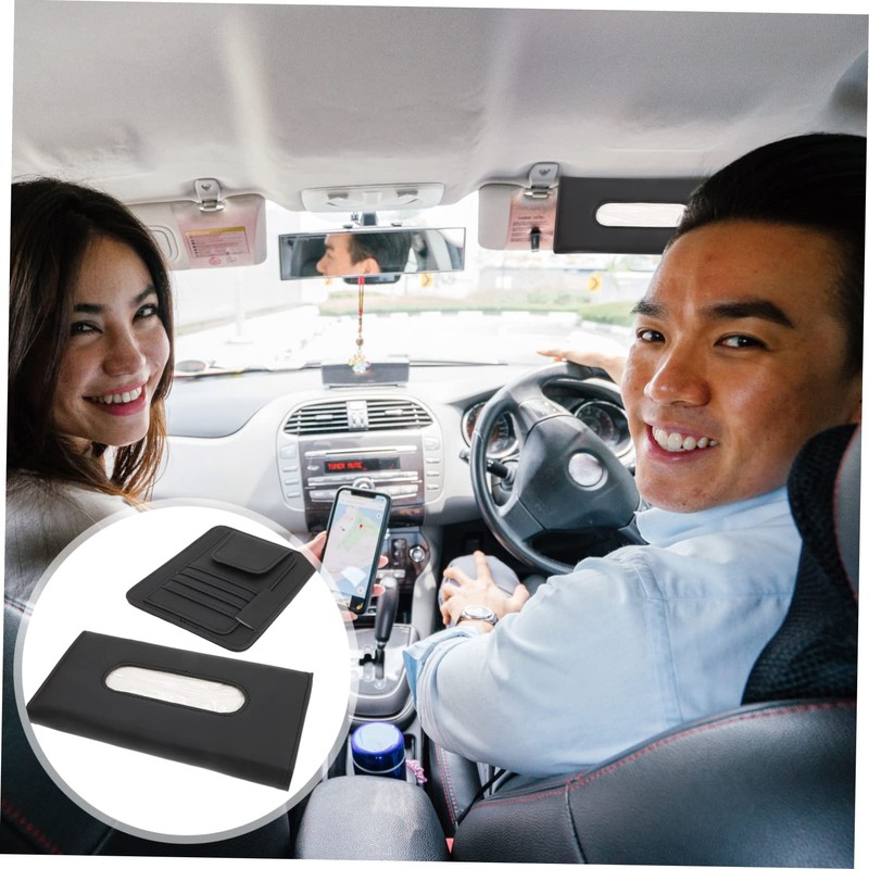 Outanaya 1Set Car Tissue Holder Premium Leather Napkin Holder for