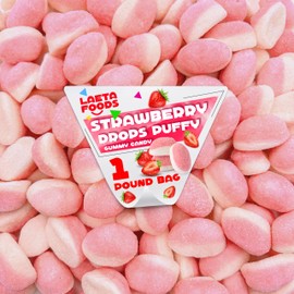Strawberry Drops Puffy Gummies | 1 Pound Bag | Soft Candy