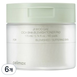 Celimax Eraser Cica Baja Blemish Toner Pad 170ml, 60 packs, 6 pcs / 셀리맥스 지우개 시카 바하 블레미쉬 토너 패드 170ml, 60개입, 6개