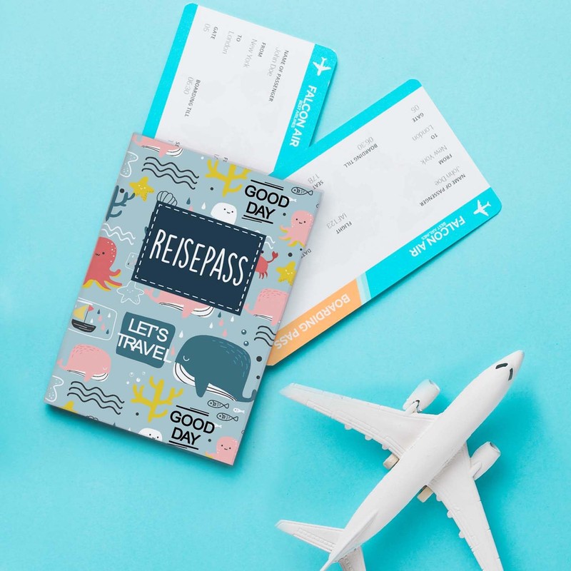 cozy racoon Kids Passport Holder, ocean, Modern