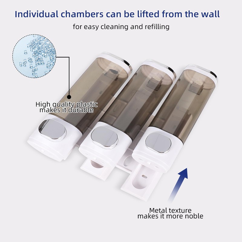 3 in 1 Shampoo and Conditioner Dispenser Set, Wall Mounted