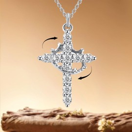 925 Sterling Silver Necklace for Women Men Dainty Diamond Faith Cross Jewelry Christian Baptism Religious Christian First Communion Gifts for Women