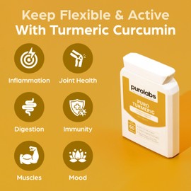 Purolabs Turmeric and Black Pepper Capsules (High Strength) - 95% Curcumin Extract Tablets with Ginger for Men & Women | 60 Vegan Capsules | Made in The UK