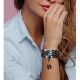 COAI 6mm Nepal Guru Bead Red Tiger Eye Lava Essential Oil Bracelet Necklace, 108 Mala Beads Wrap Bracelet Prayer Necklace