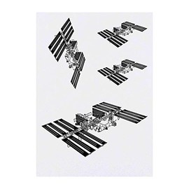 4 x 'International Space Station' Temporary Tattoos - Water Resistant, Skin-Safe, Non-Toxic Transfers, Mixed Sizes (TO00039537)