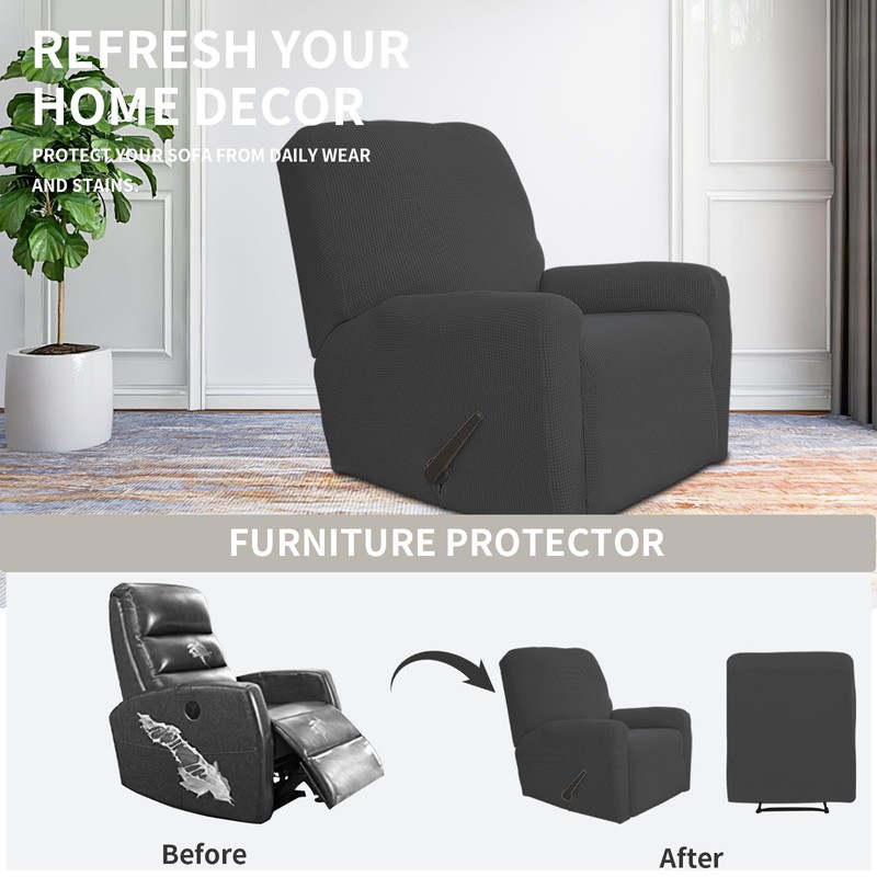 Easy-Going Stretch Recliner Chair Sofa Slipcover Washable Dark Gray
