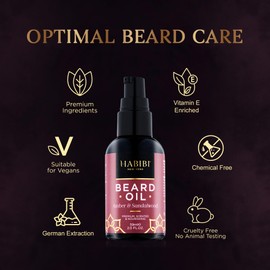 H HABIBI Amber & Sandalwood Beard Oil 2.0 Fl. Oz. - Naturally derived, Scented Beard Oil For Men, Beard Essentials For Men Made In USA