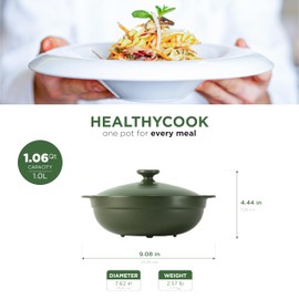 Minh Long 1qt Porcelain Cooking Pots with Dual Handles, Use to Marinate, Cook, Bake, Refrigerate & Serve, Thoughtful gift for Thanksgiving, Christmas, New year, Housewarming (Luna - Green, 1.06qt)