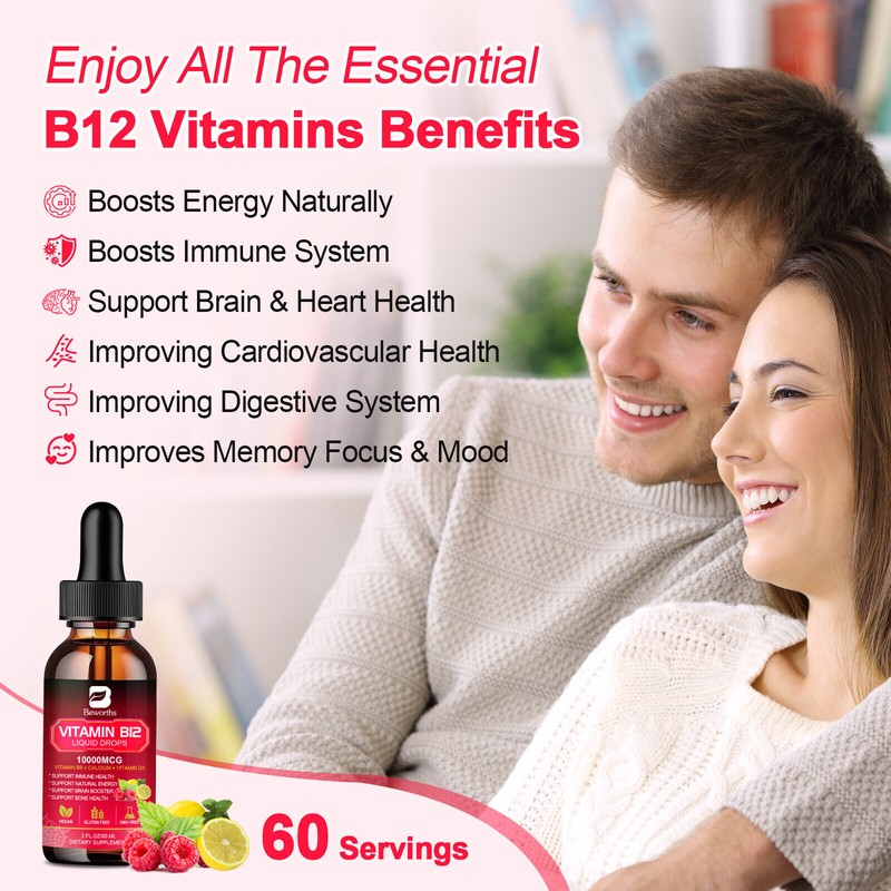 Beworths (2Pack)Vitamin B12 Supplement Liquid Drops Extra Strength Suport Immunity