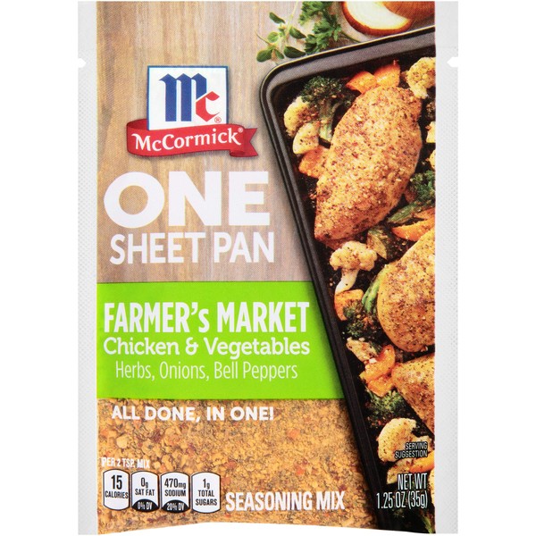 McCormick ONE Sheet Pan Farmer's Market Chicken & Vegetables Seasoning Mix, 1.25 oz (Pack of 12)