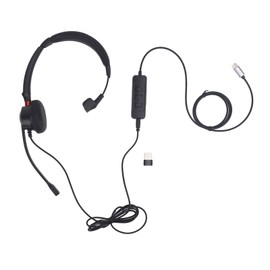 Telephone Headset Noise Canceling Single Ear Comfortable USB C to USB 3.5mm Port for PC Laptop Smartphone Tablet