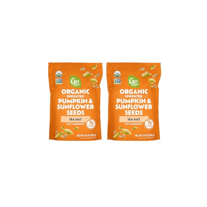 2 Pack Go Raw Organic Sprouted Pumpkin & Sunflower Seeds,