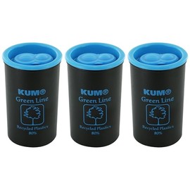 KUM AZ349.00.16-B Green Line 1870 Pencil Sharpener with Container 3 Sharpeners Blue Sustainable