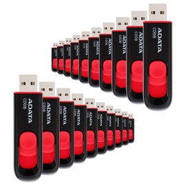 PSA Kit 20 Piezas Unidad Flash USB ADATA Serie C008 16 GB Modelo AC008-16G-RKD Color Negro con Rojo Pack de Flash Drives Deslizantes COMPUTO Y PAPELERIA
