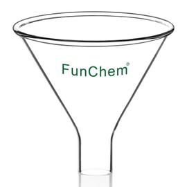 FunChem Glass Powder Funnel, Short Stem Funnel with Heavy Wall Borosilicate Glass and a Top Diameter of 100 mm