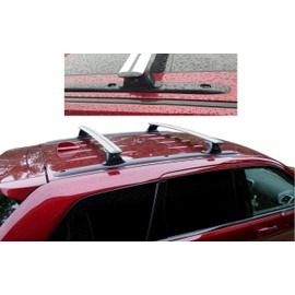 BRIGHTLINES Heavy Duty Anti-Theft Premium Aluminum Roof Bars Roof Rack Crossbars Compatible with 2011-2021 Jeep Grand Cherokee with Roof Black Plastic Moldings (Silver)