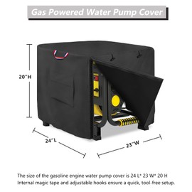 Wavecover Gasoline Engine Portable Water Pump Cover, Gas Powered Water Pump Cover, Suitable for most models of Semi Trash Water Transfer Pump, Full-Length All Weather Water Pump Covers Accessory