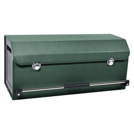 XCF Car Trunk Organizer, Push-pull Handle, Leather Collapsible 2 Compartments Car Organizers with Lid, Car Trunk Storage Organizer, Suitable for All Kinds of Cars, SUV, Minivan (Extra Large, Green)