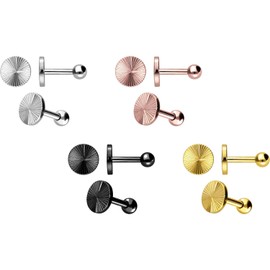 PIERCINGLINE Titanium Ear Piercing with Structure Piercing as Ear Stud, Helix or Tragus in 4 Stylish Colours, Titanium
