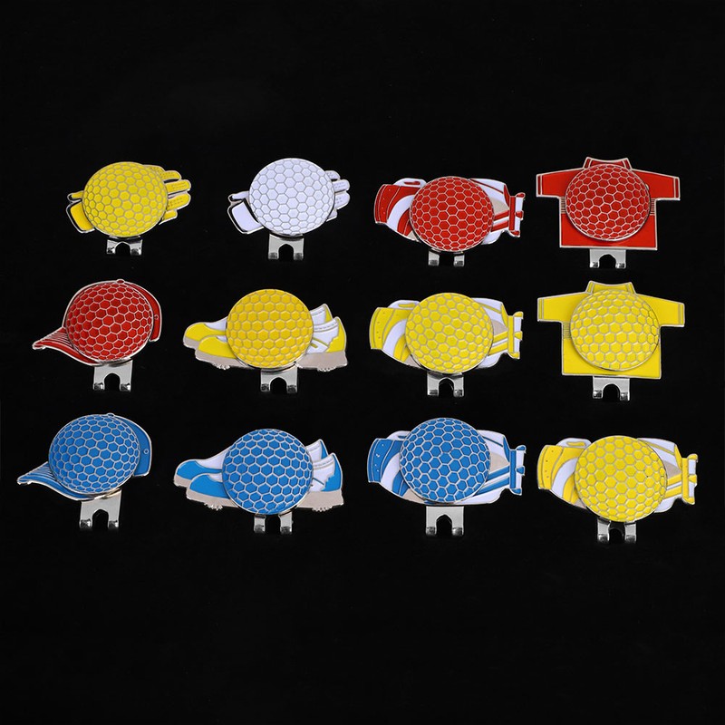 12pcs Stainless Steel Magnetic Hat Clip with Golf Ball Marker