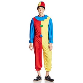 Classic Clown Adult Costume, Blue, Yellow & Red, Standard Size-fits up to 44 Jacket